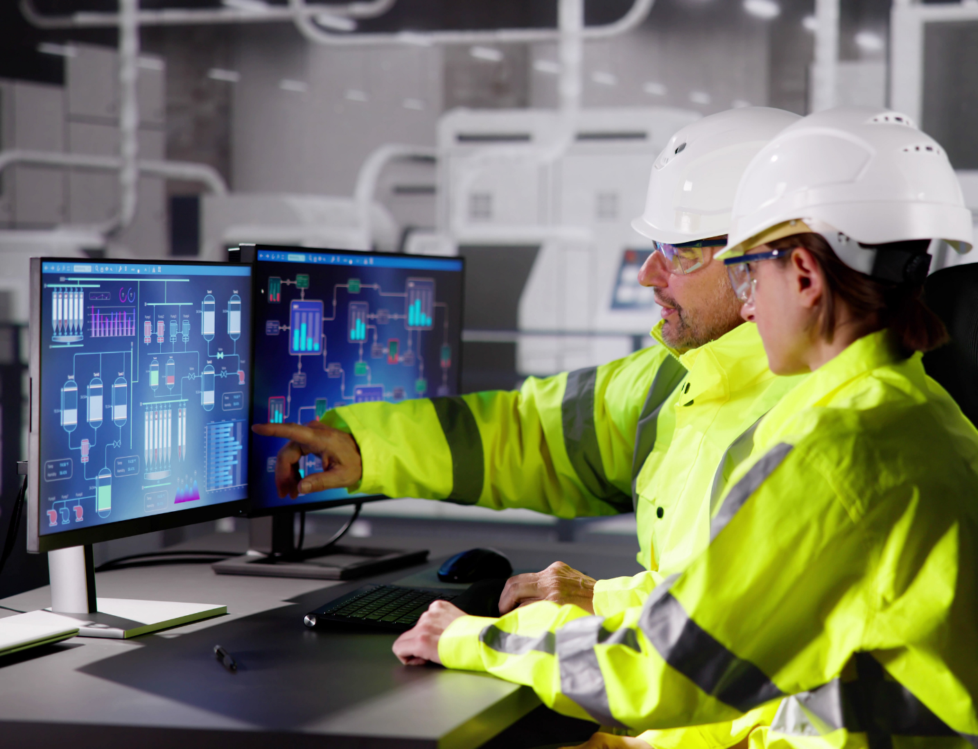 Equipe de engenharia da ARTAS analisando o supervisório da planta